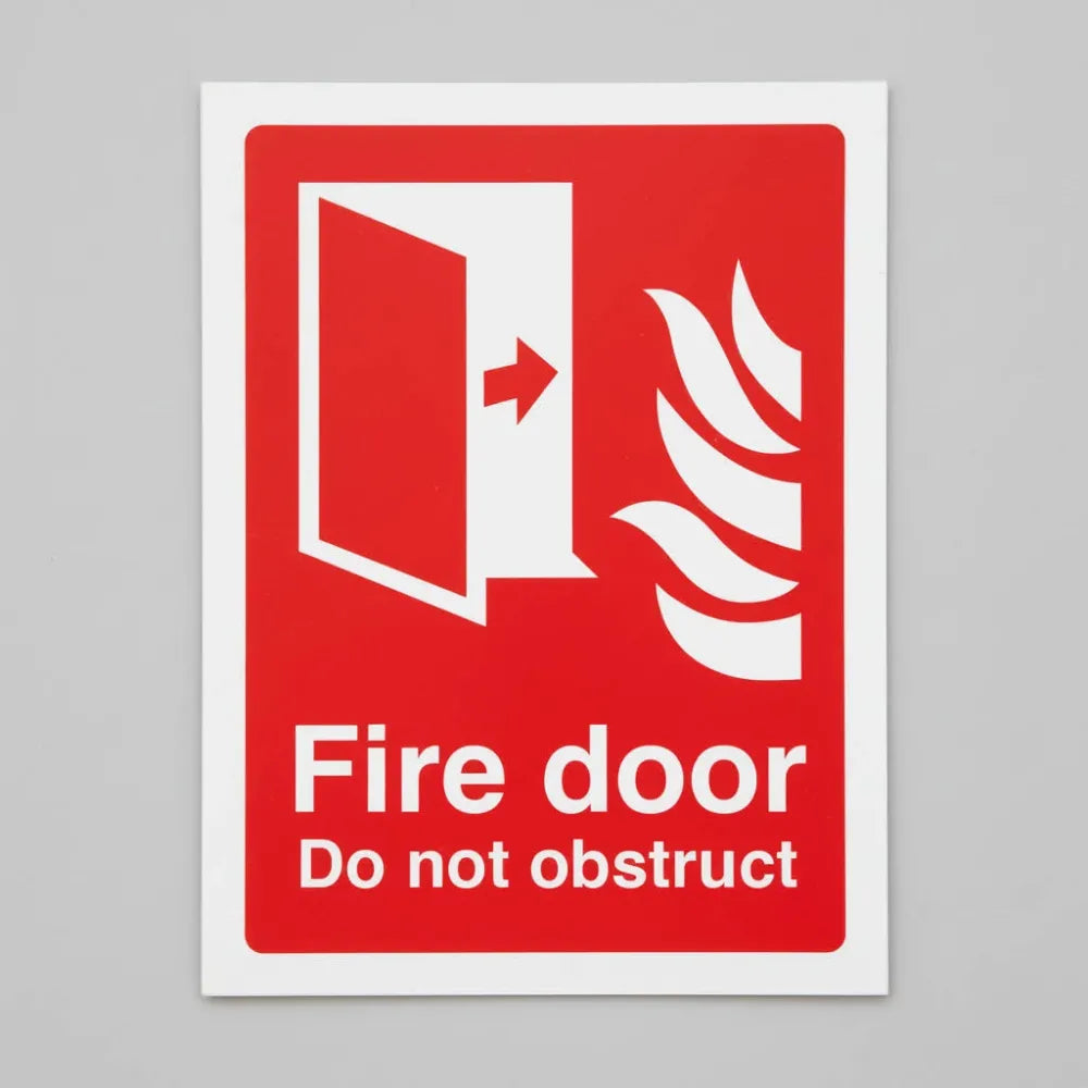 11077E Fire door Do not obstruct Rigid Plastic (200x150mm) Safety Sign