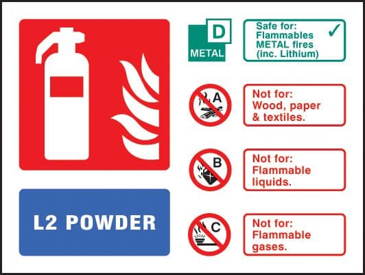 11241D L2 powder extinguisher identification Rigid Plastic (100x150mm) Safety Sign