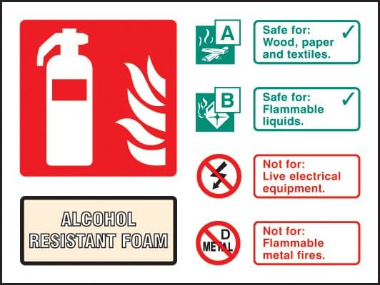 11245D Alcohol resistant foam extinguisher identification Rigid Plastic (100x150mm) Safety Sign