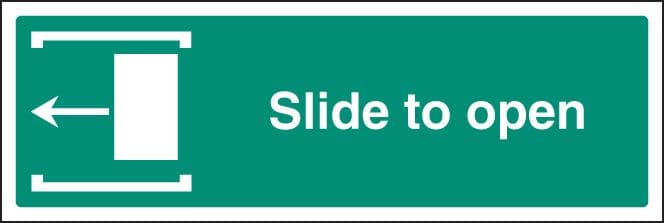 12045L Slide to open left Rigid Plastic (450x150mm) Safety Sign