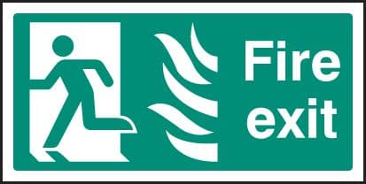 12081J Fire exit left HTM Rigid Plastic (400x200mm) Safety Sign
