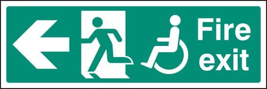 12087G Disabled fire exit <--- Rigid Plastic (300x100mm) Safety Sign