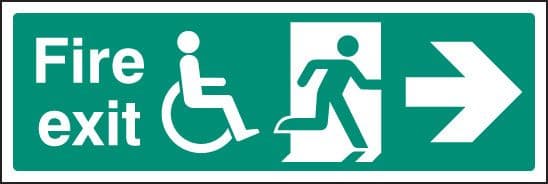 12089G Disabled fire exit ---> Rigid Plastic (300x100mm) Safety Sign