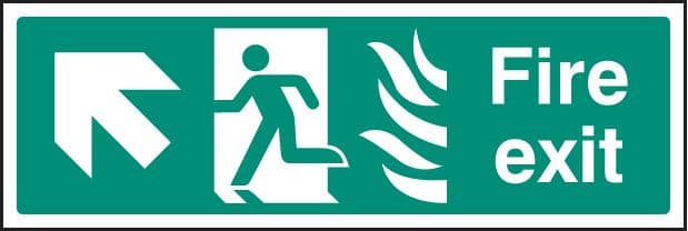 12120L Fire exit - arrow up left HTM Rigid Plastic (450x150mm) Safety Sign