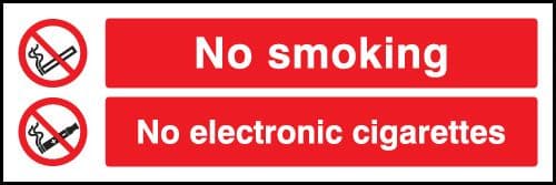 13086G No smoking No Electronic cigarettes Rigid Plastic (300x100mm) Safety Sign