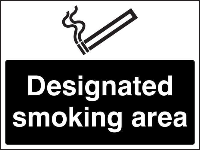 13247H Designated smoking area (white/black) Rigid Plastic (300x250mm) Safety Sign