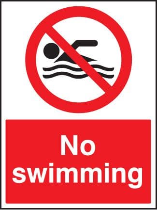 13626K No swimming Rigid Plastic (400x300mm) Safety Sign