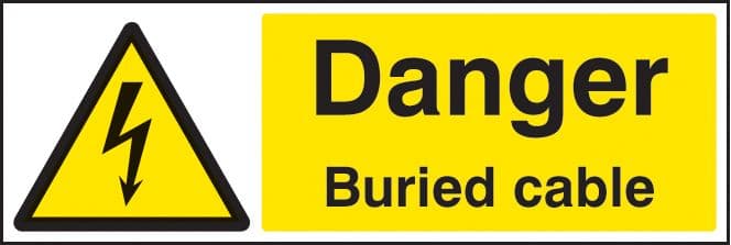 14020M Danger buried cable Rigid Plastic (600x200mm) Safety Sign