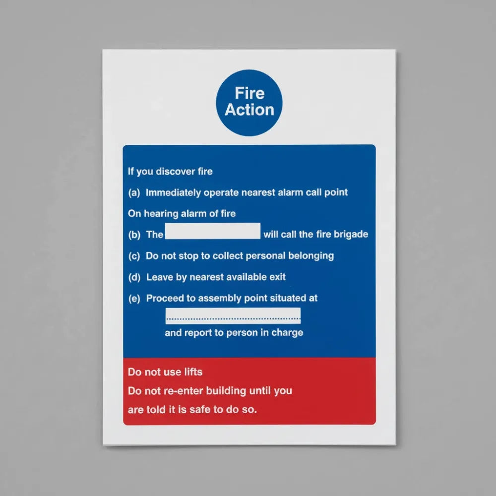 21403Y Fire action brigade dialled manually Self Adhesive Vinyl (200x300mm) Safety Sign