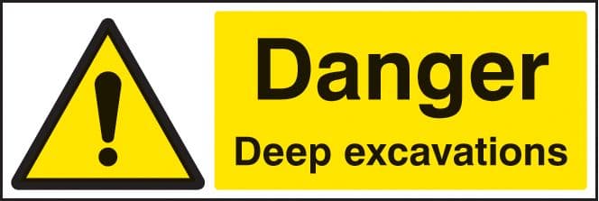 14204M Danger deep excavations Rigid Plastic (600x200mm) Safety Sign