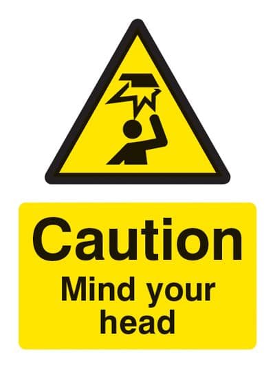 14216K Caution mind your head Rigid Plastic (400x300mm) Safety Sign