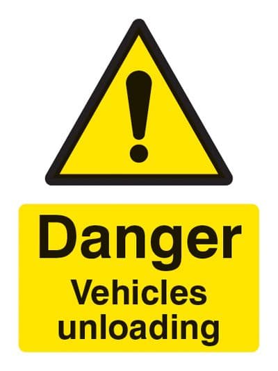 14244P Danger vehicles unloading Rigid Plastic (600x400mm) Safety Sign