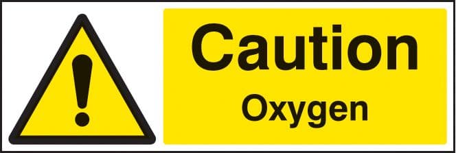 14410G Caution oxygen Rigid Plastic (300x100mm) Safety Sign