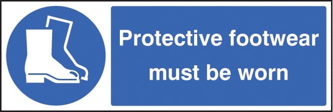 15201M Protective footwear must be worn Rigid Plastic (600x200mm) Safety Sign