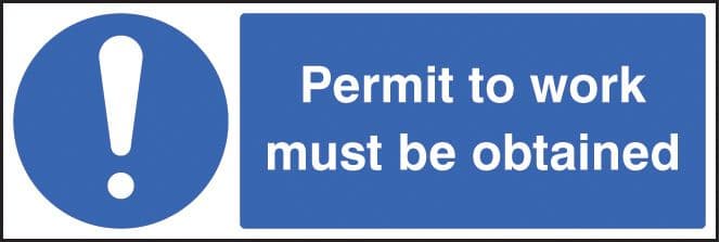 15403G Permit to work must be obtained Rigid Plastic (300x100mm) Safety Sign