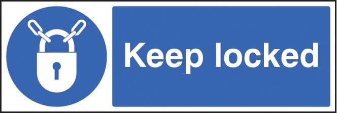 15414M Keep locked Rigid Plastic (600x200mm) Safety Sign