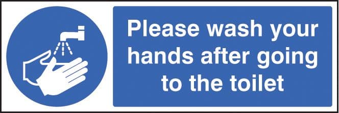 15424G Please wash your hands after going to toilet Rigid Plastic (300x100mm) Safety Sign