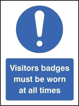 15444E Visitor badges must be worn at all times - Rigid Plastic (200x150mm) Safety Sign