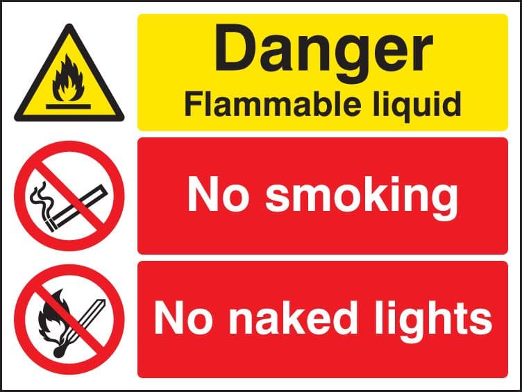 16205Q Danger flammable liquid no smoking no naked lights Rigid Plastic (600x450mm) Safety Sign