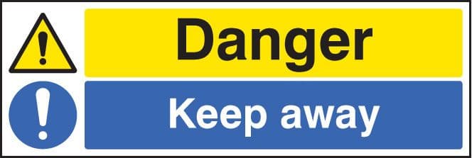 16217G Danger keep away Rigid Plastic (300x100mm) Safety Sign