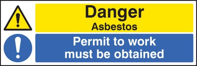 16272M Danger asbestos permit to work must be obtained Rigid Plastic (600x200mm) Safety Sign