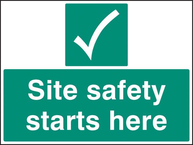 16412Q Site safety starts here Rigid Plastic (600x450mm) Safety Sign