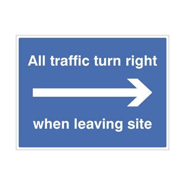 17500K All traffic turn right when leaving site sign - Rigid Plastic (400x300mm)