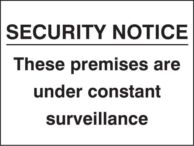 21704K Security notice these premises under constant surveillance Self Adhesive Vinyl (400x300mm)