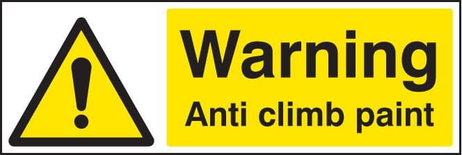 21714M Warning anti climb paint Self Adhesive Vinyl (600x200mm) Safety Sign