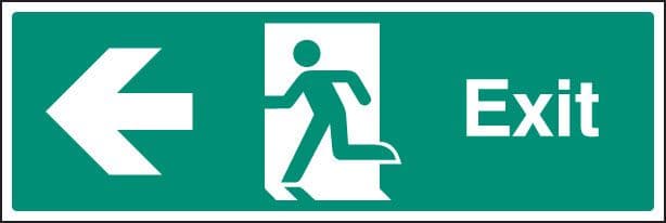 22011L Exit - left Self Adhesive Vinyl (450x150mm) Safety Sign