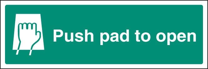 22051L Push pad to open Self Adhesive Vinyl (450x150mm) Safety Sign