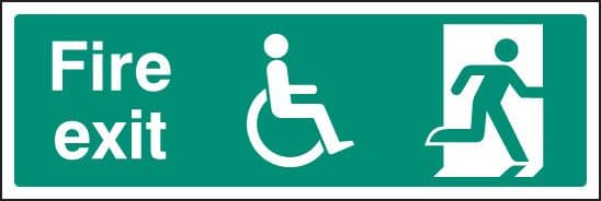 22098L Disabled final fire exit Self Adhesive Vinyl (450x150mm) Safety Sign