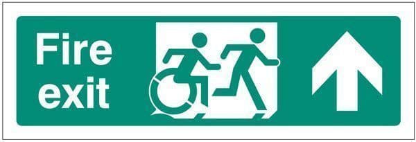 22164G Disabled fire exit arrow up - inclusive design Safety Sign