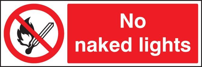 23005G No naked light Self Adhesive Vinyl (300x100mm) Safety Sign