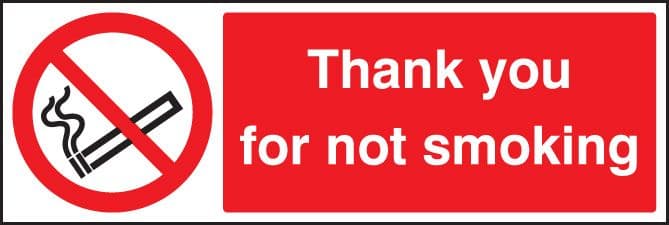 23024G Please do not smoke- thank you Self Adhesive Vinyl (300x100mm) Safety Sign