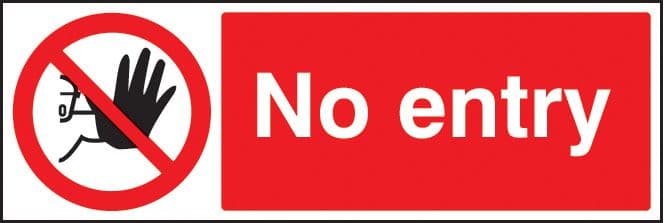 23213G No entry Self Adhesive Vinyl (300x100mm) Safety Sign