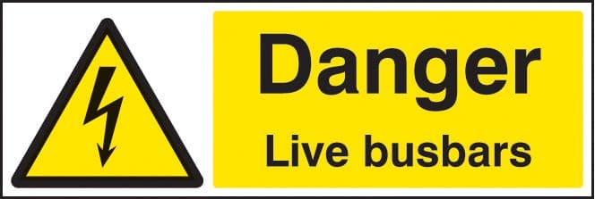 24017G Danger live busbars Self Adhesive Vinyl (300x100mm) Safety Sign