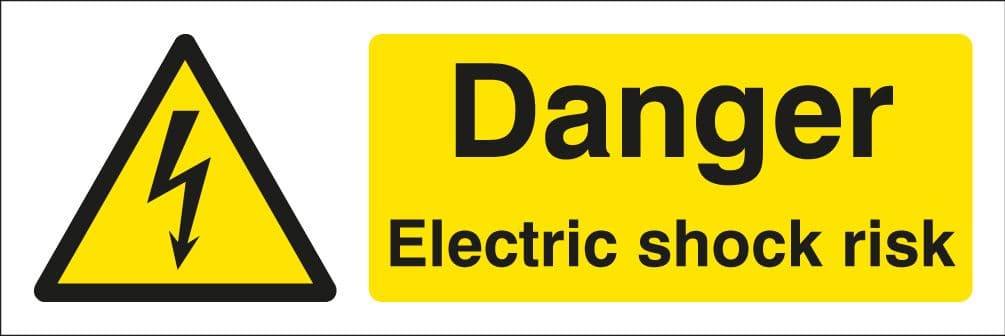 24029M Danger electric shock risk Self Adhesive Vinyl (600x200mm) Safety Sign