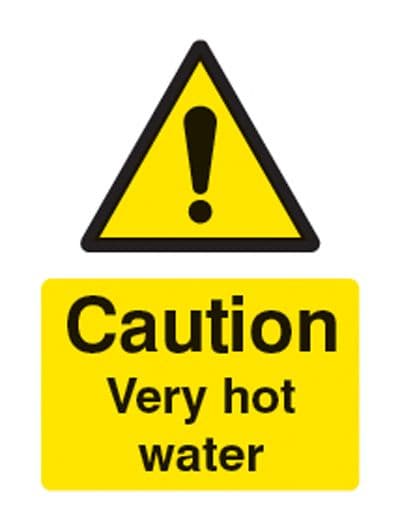 24236A Caution very hot water Self Adhesive Vinyl (100x75mm) Safety Sign