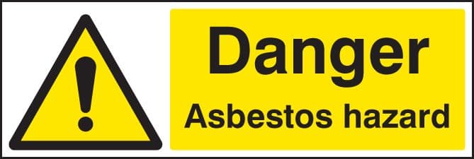 24409M Danger asbestos hazard Self Adhesive Vinyl (600x200mm) Safety Sign
