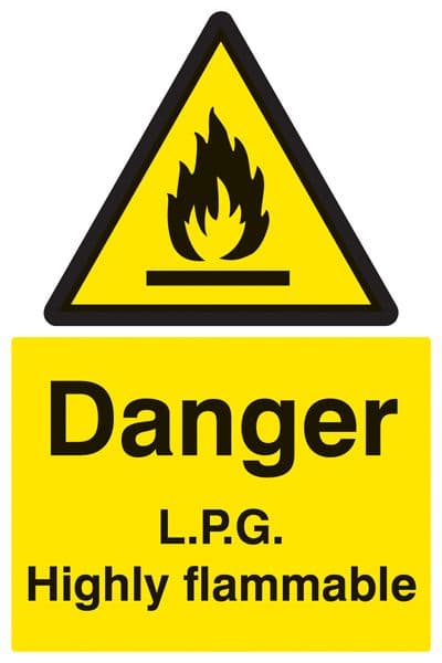 24427P LPG highly flammable Self Adhesive Vinyl (600x400mm) Safety Sign
