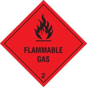 24434F Flammable gas Self Adhesive Vinyl (200x200mm) Safety Sign