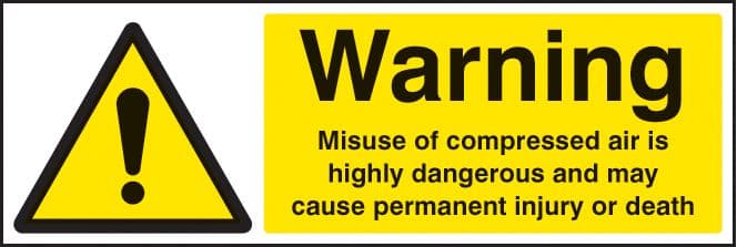 24441G Caution misuse of compressed air is highly dangerous Self Adhesive Vinyl (300x100mm)