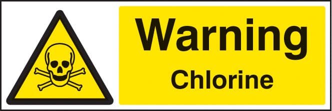 24442G Warning chlorine Self Adhesive Vinyl (300x100mm) Safety Sign