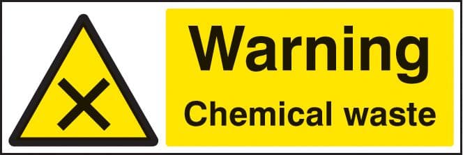 24484G Warning chemical waste Self Adhesive Vinyl (300x100mm) Safety Sign