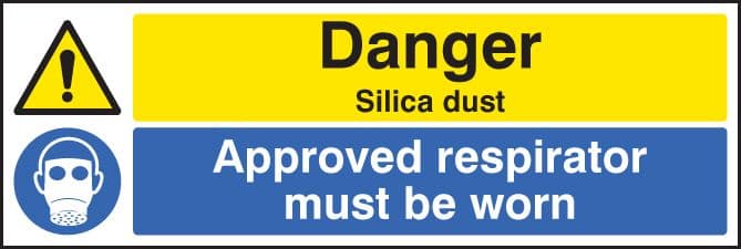 24530G Danger silica dust Approved respirator must be worn Self Adhesive Vinyl (300x100mm)