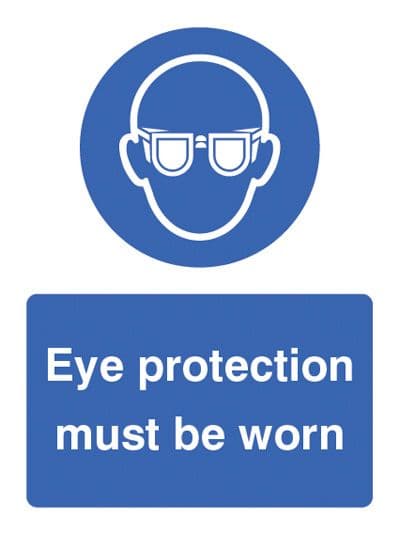 25003K Eye protection must be worn Self Adhesive Vinyl (400x300mm) Safety Sign