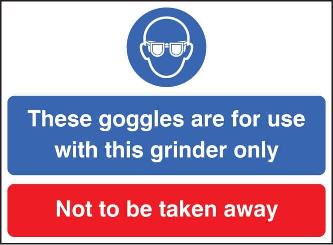 25008E Goggles for use with this grinder only not to be taken away Self Adhesive Vinyl (200x150mm)