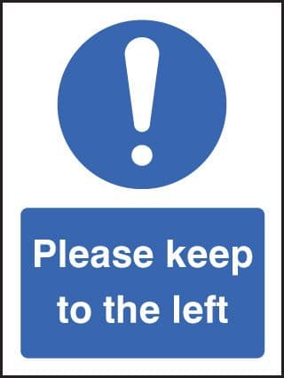25240E Please keep to the left Self Adhesive Vinyl (200x150mm) Safety Sign
