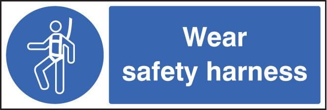 25407G Wear safety harness Self Adhesive Vinyl (300x100mm) Safety Sign